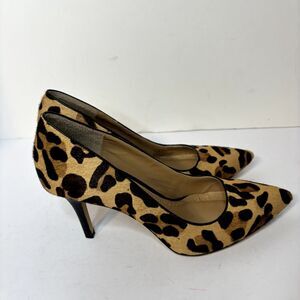 BCBG Paris Leopard Print Kitten Heel Pumps Pointed Toe Womens